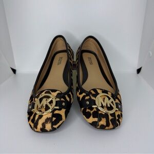 Michael Kors Fulton Leopard Haircalf Fur Real Leather Trim Women’s Shoes 7.5